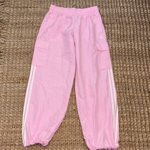 Adidas clover Light Pink Joggers with White Stripes size M